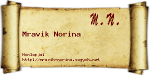 Mravik Norina névjegykártya
